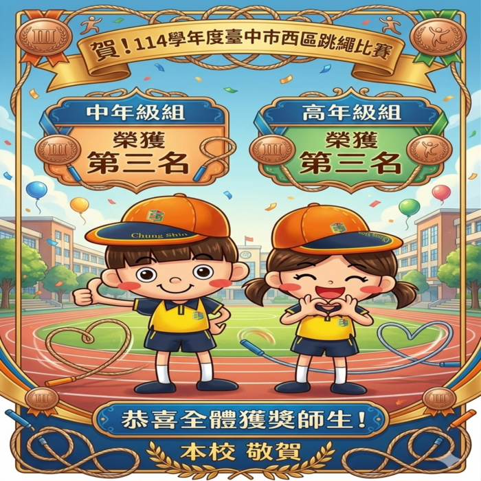 114學年度臺中市西區跳繩比賽獲獎圖片